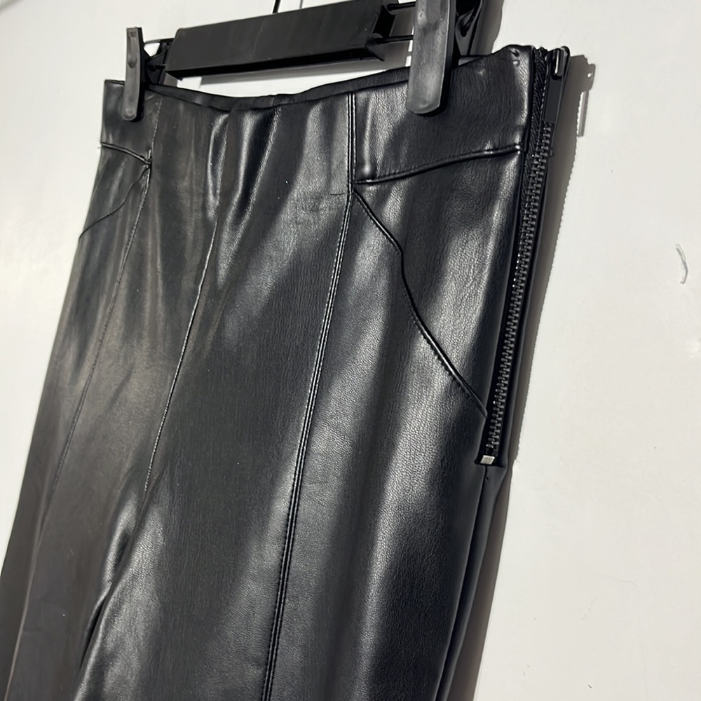 ZARA Black Faux Leather Leggings Size Large - Picture 5 of 9